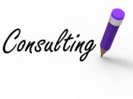 Consulting With Pencil Represents Written Consultation And Advic Stock Photo