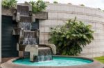 Modern Art Man Made Waterfall And Pool Stock Photo