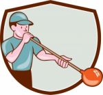 Glassblower Glassblowing Cartoon Shield Stock Photo