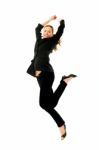 Businesswoman Jumping Stock Photo