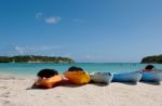 Kayaks On Beach Stock Photo