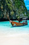 Longtrail Boats On Port At Maya Bay Phi Phi Islands Andaman Sea Stock Photo