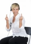 Manager Woman Doing Midle Finger Stock Photo