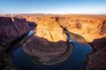 Sunset Over Horseshoe Bend In Arizona Stock Photo