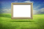 Gold Frame Grass Sky Stock Photo