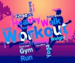 Workout Words Shows Get Fit And Exercising Stock Photo