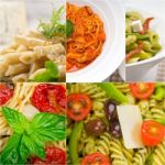 Collection Of Different Type Of Italian Pasta Collage Stock Photo