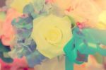 Flowers Arrangements - Spring Roses Celebration Bouquet Pastel Stock Photo