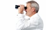 Senior Man With Binocular Stock Photo