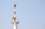 Warning Tower Tsunami On Blue Sky Stock Photo