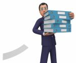 Businessman With Files Shows Answer Businessmen And Corporation Stock Photo