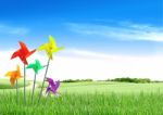 Colorful Windmills Stock Photo