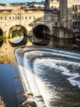 View Of Pulteney Bridge And Weir In Bath Stock Photo