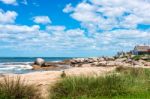 Punta Del Diablo Beach, Popular Tourist Place In Uruguay Stock Photo