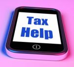 Tax Help On Phone Shows Taxation Advice Online Stock Photo