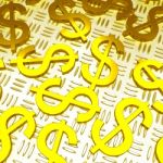 Dollar Symbols Over The Floor Showing American Prosperity Stock Photo