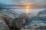 The Sunsets In The Sea Of The Coasts And Beaches Of Galicia And Asturias  Stock Photo