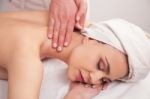 Woman Is Having A Massage In Salon Stock Photo