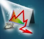 3d Business Decline Graph Stock Photo