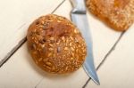 Organic Bread Over Rustic Table Stock Photo