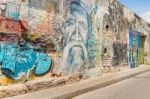 Street Art Graffiti On A Wall In The Street Of Cartagena, Colomb Stock Photo