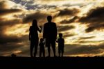 Family With The Silhouettes Stock Photo