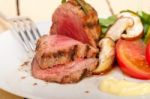 Beef Filet Mignon Grilled With Vegetables Stock Photo