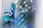 Dollar Sign Sitting The Executive Chair Stock Photo