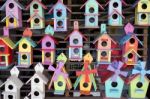 Colorful Wooden Bird House Stock Photo