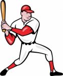 American Baseball Player Batting Cartoon Stock Photo