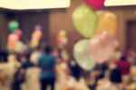 Blurred People In The Banquet Room Stock Photo