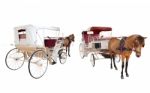 Front And Rear View Of Horse Fairy Tale Carriage Cabin Isolated Stock Photo