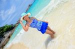 Beautiful Woman On Beach In Thailand Stock Photo