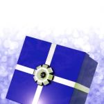 Blue Giftbox With Bokeh Background Stock Photo