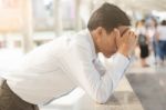 Young Man Stress From Work Stock Photo