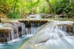 Erawan Waterfall In Thailand Stock Photo