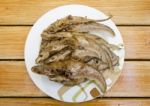 Fried Fishes On Dish Stock Photo