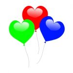 Colourful Heart Balloons Show Anniversary Party Or Celebration Stock Photo