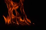 Beautiful Fire Flames On Black Background Stock Photo