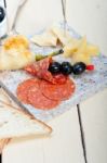 Mix Cold Cut On A Stone With Fresh Pears Stock Photo