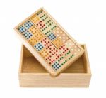 Wooden Domino In Box Stock Photo