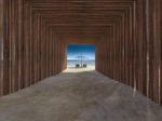 Bamboo Tunnel Cover Walkway To The Beach Stock Photo