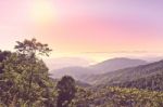 Mountain View With Sunlight At Morning Stock Photo