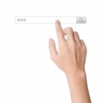 Finger Click On Search Www Toolbar Browser Isolated White Background Stock Photo