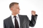 Businessman Looking His Fist Stock Photo