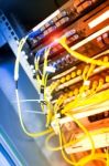 Fiber Optic With Servers In A Technology Data Center Stock Photo