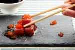 Red Tuna Sashimi With Salmon Roe Stock Photo