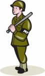 Military Police With Night Stick Baton Cartoon Stock Photo