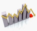 Bar Chart Shows Yellow Profit Line Against Budget Stock Photo