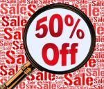 Fifty Percent Off Indicates Half Price 3d Rendering Stock Photo